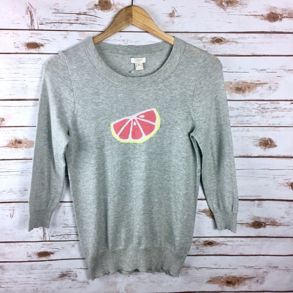 J Crew Factory Grapefruit Intarsia Sweater Size XS - Picture 1 of 7